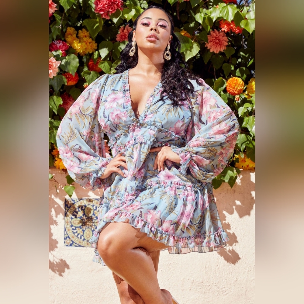 Fashion Nova In A Ruffle Mini Dress NWT 1X